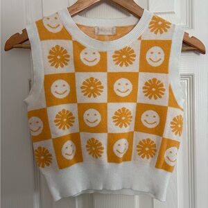 Altar’d State Yellow and White Checkered Vest